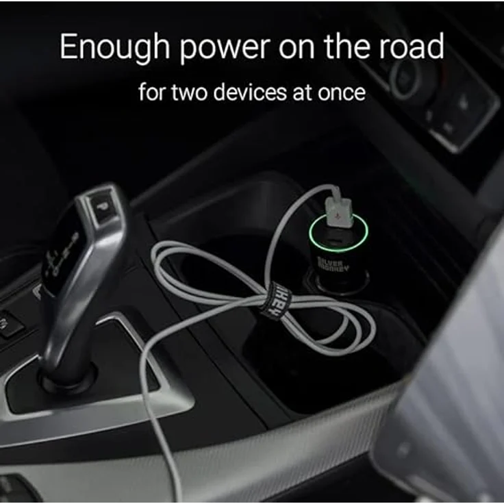 Silver Monkey SMA014, 100W Auto-Ladegerät mit 1xUSB-C PD und 1xUSB-A QC 3.0, Schwarz – Bild 3
