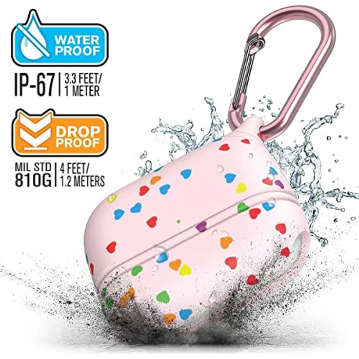 Catalyst AirPods Pro Sweetheart Case, wasserdicht und stoßfest mit Karabiner, rosa mit Herzen – Bild 3