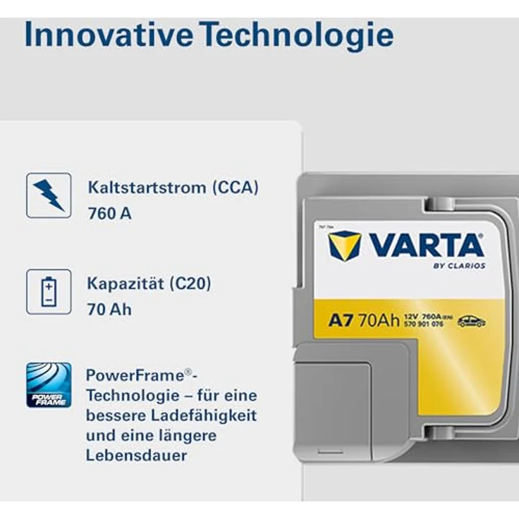 VARTA A7 Silver Dynamic AGM 12V 70Ah 760A Autobatterie für Start-Stop Systeme, auslaufsicher und rüttelfest, inklusive 7,50 Pfand – Bild 4