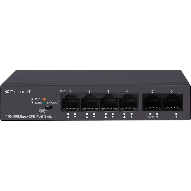 Comelit IPSWP06N100A, 2-Port Netzwerk Switch mit 4 PoE Ports und 1.2 Gbit/s Switching-Kapazität, unmanaged