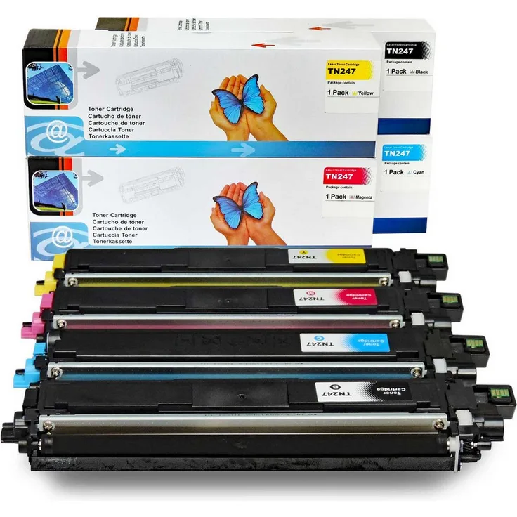 D&C Tonerkartusche Kompatibel Brother TN-243, TN-247 Multipack 4-Farben (Schwarz, Cyan, Magenta, Gelb) für MFC-L 3740 CDN, 3000/2300 Seitenreichweite