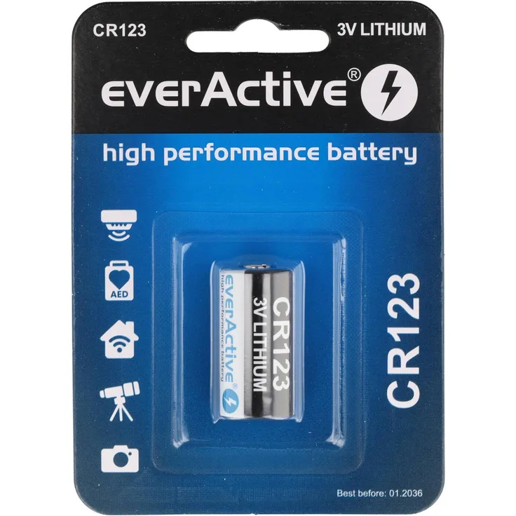 everactive CR123A Lithium Photo Batterie, 3V mit 1500mAh und kompakten Abmessungen (34,5 x 17mm)