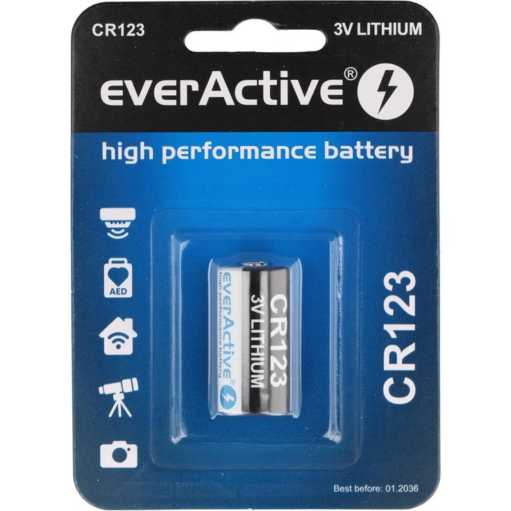 everactive CR123A Lithium Photo Batterie, 3V mit 1500mAh und kompakten Abmessungen (34,5 x 17mm)