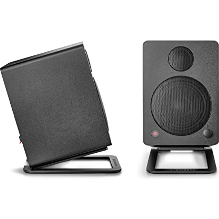 Wavemaster P1 Lautsprecher Ständer-Set zur optimalen Aufstellung von Stereoboxen, schwarz, 5 mm massiver Stahl, geneigte Position, rutschfeste Standfläche – Bild 4