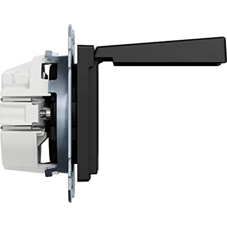 Merten - SCHUKO-Steckdose mit Klappdeckel, Steckklemmen, Schwarz Matt, System M, MEG2311-0403, Schutzkontaktsteckdose – Bild 3