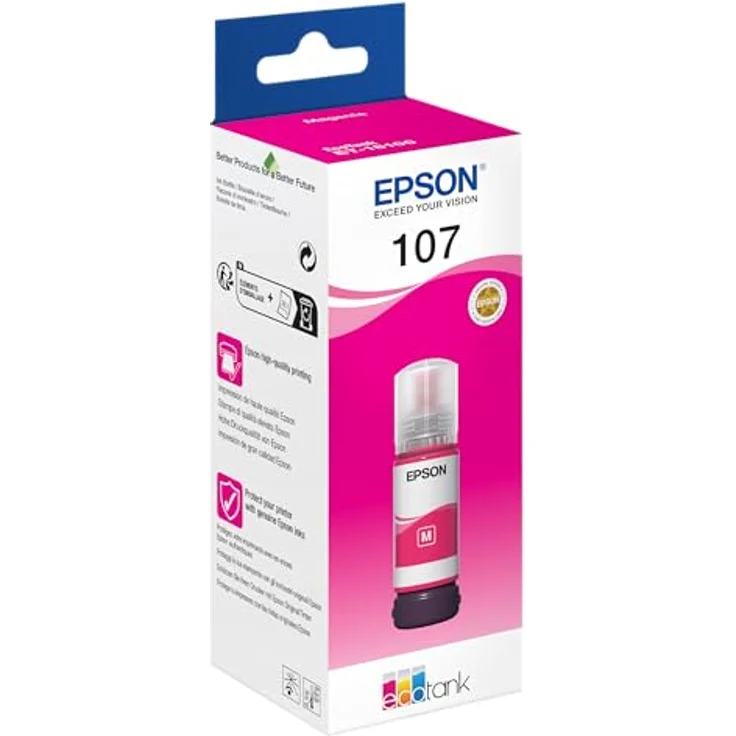 Epson EcoTank 107, Tintenflasche magenta, Nachfülltinte für bis zu 7200 Seiten, 70 ml – Bild 1