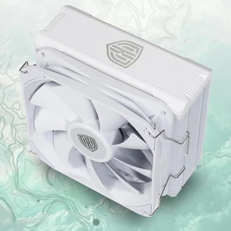 Kolink Umbra EX180 White Edition, CPU Kühler mit 120 mm PWM-Lüfter und vier 6 mm Kupfer-Heatpipes, weiss – Bild 2