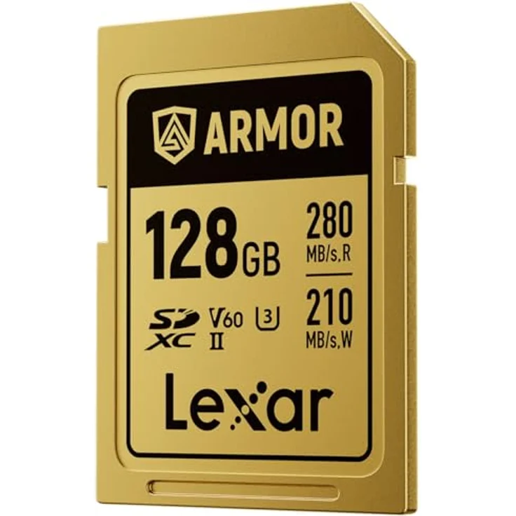 Lexar SDXC Pro Gold Series ARMOR UHS-II V60, 128 GB Speicherkarten, IP68, aus Edelstahl, Schreibgeschwindigkeit bis 210 MB/s, Lesegeschwindigkeit bis 280 MB/s – Bild 2