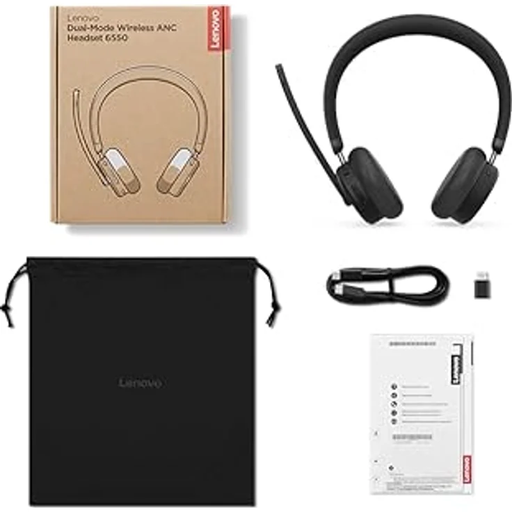 Lenovo 6550, On-Ear Headset mit Bluetooth 5.3, ANC, Dual-Mikrofon, Geräuschunterdrückung, schwarz – Bild 7