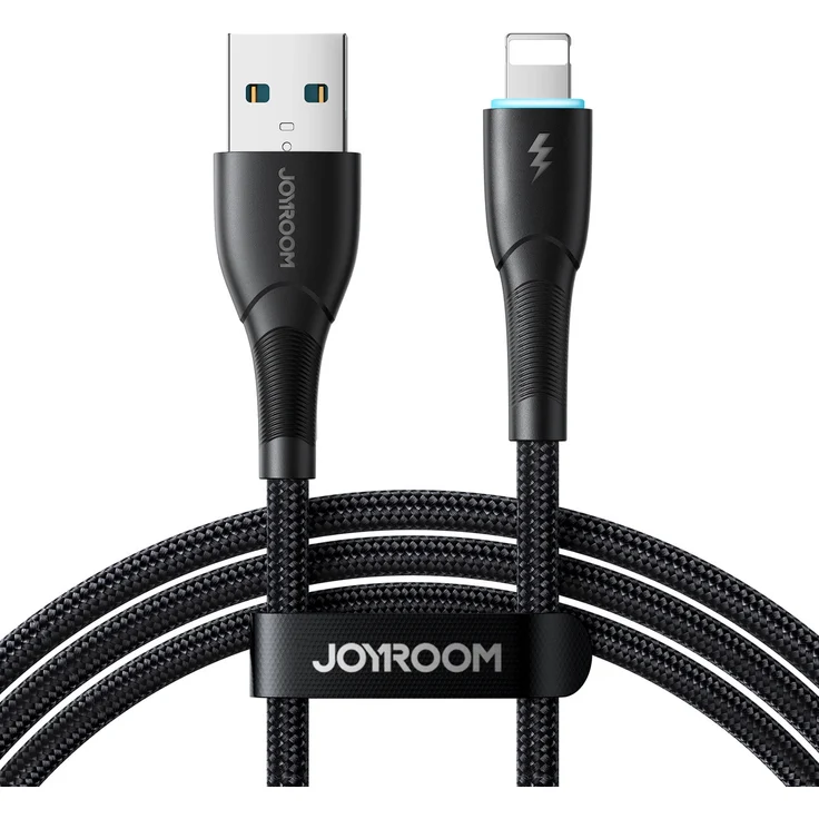 Joyroom Starry Serie SA32-AL3, 1m USB-A zu Lightning Kabel, 3A, mit sanftem Nachtindikator, schwarz – Bild 1