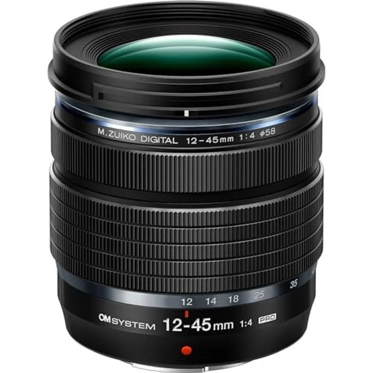 OM SYSTEM M.Zuiko DIGITAL ED 12-45mm F4.0 PRO, Ultra-kompaktes wetterfestes Standard-Zoom-Objektiv mit hoher Auflösung, schwarz
