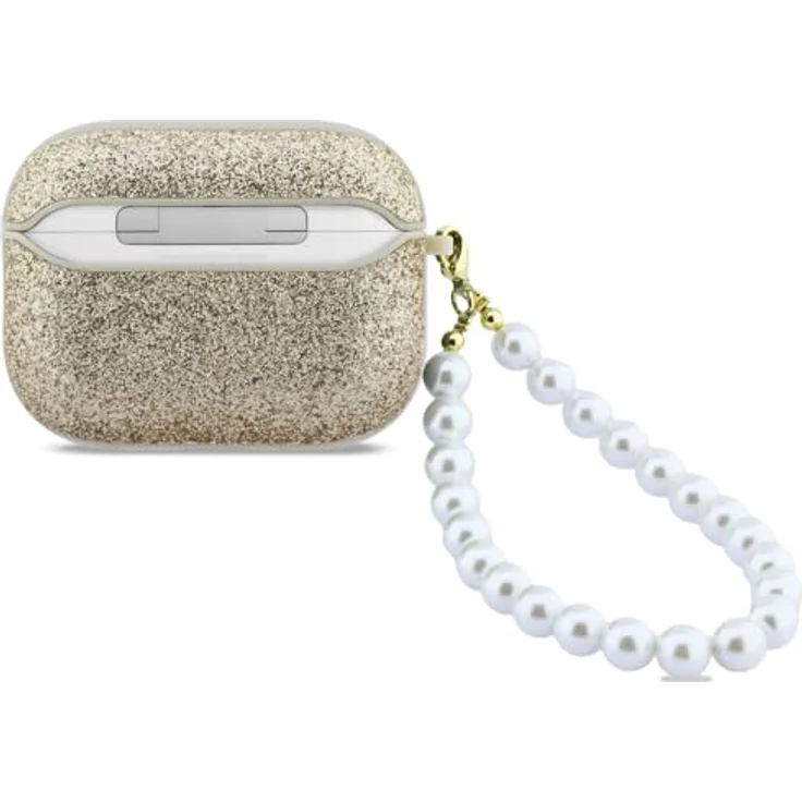 CG Mobile Guess Glitzer-Perlen-Schutzhülle für AirPods Pro 3, Hartschalenetui aus Kunststoff, gold – Bild 2