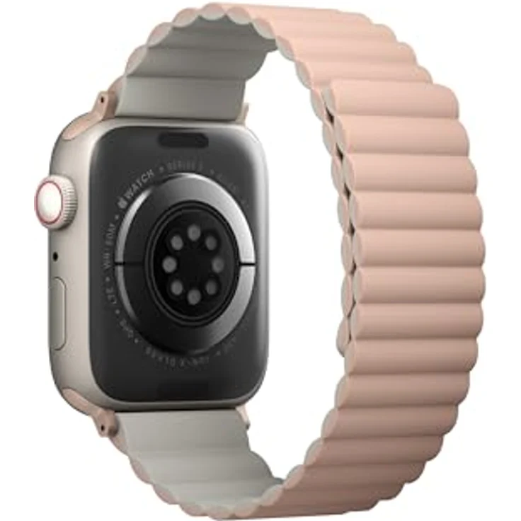 Uniq Revix Uhrenarmband für Apple Watch Series 1-8/SE/SE2/Ultra, Reversibles Magnetic Design aus Edelstahl und Silikon, Pink, 42/44/45/49mm – Bild 4