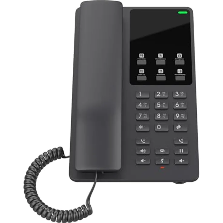 Grandstream GHP621W, IP-Telefon in Schwarz, Kabelgebundenes Mobilteil, 2 Zeilen, LCD-Display, Gigabit Ethernet