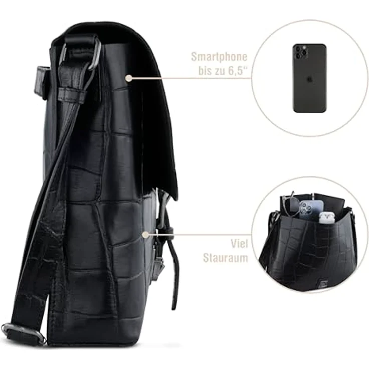 bugatti Nevio Messenger Aktentasche aus 100% Leder, cognac, 30 cm x 7 cm x 25 cm – Bild 4