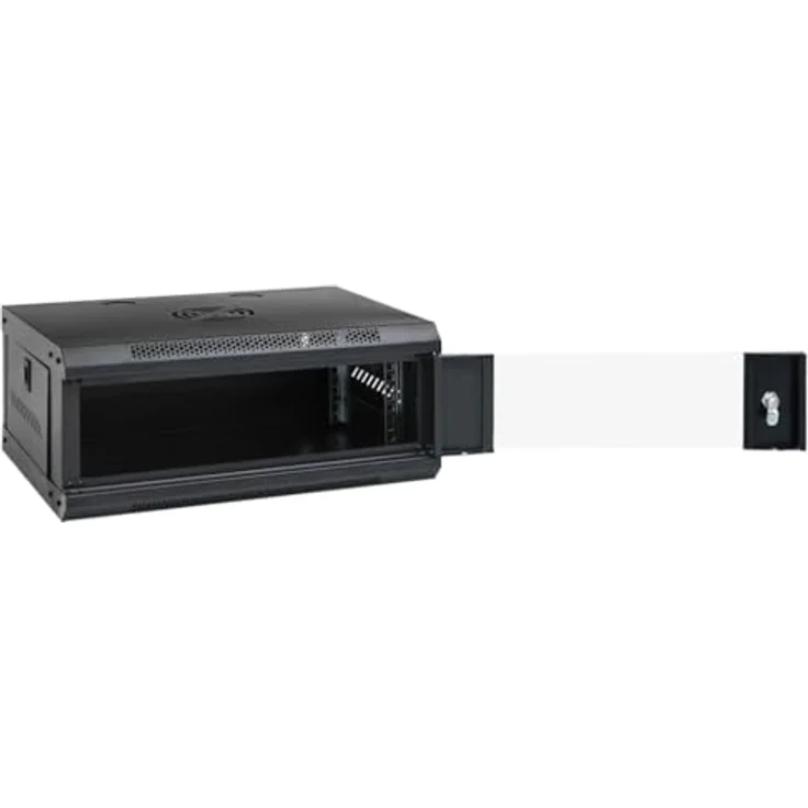 vidaXL 4U Wand-Netzwerkschrank 19" IP20 53x40x21 cm, Robuste Konstruktion aus Stahl, abschließbare Fronttür, schwarz – Bild 2