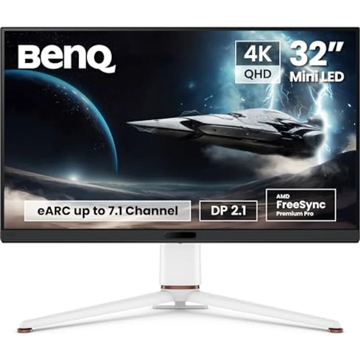 BenQ MOBIUZ EX321UX 32 Gaming Monitor mit Mini LED 4K eARC 144Hz und 1ms DP2.1, USB-C, HDMI 2.1, 99% P3 & Adobe RGB, DisplayHDR 1000, Freesync Premium Pro, KVM, AI Pixsoul Engine, Fernbedienung, Schwarz – Bild 1