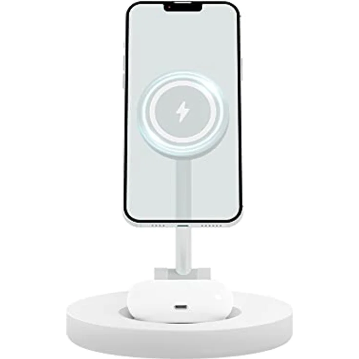 FOREVER Induktive 2-in-1-Ladegerät MagSecure 15W + 5W, Dockingstation für iPhone, Samsung, Huawei und Zubehör in Weiß - Preisvergleich – Bild 1