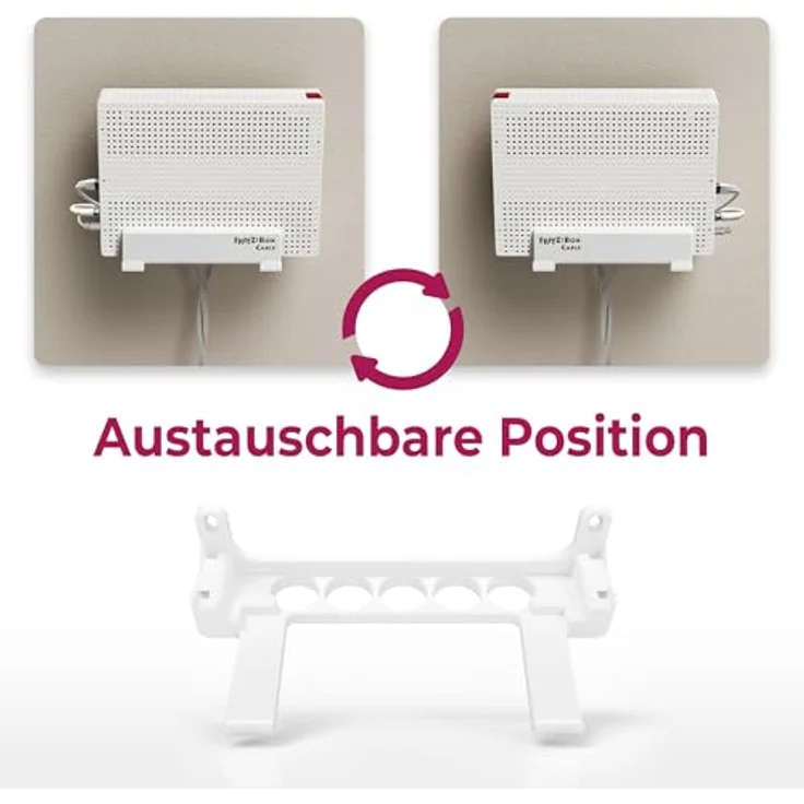 Mobilefox Wandhalterung Halter kompatibel mit FritzBox 6690 Cable & 6591 Cable | Stabile Router-Halterung mit Kabelmanagement, Kippschutz und wechselbarer Position | Zubehör für FritzBox, weiß – Bild 4