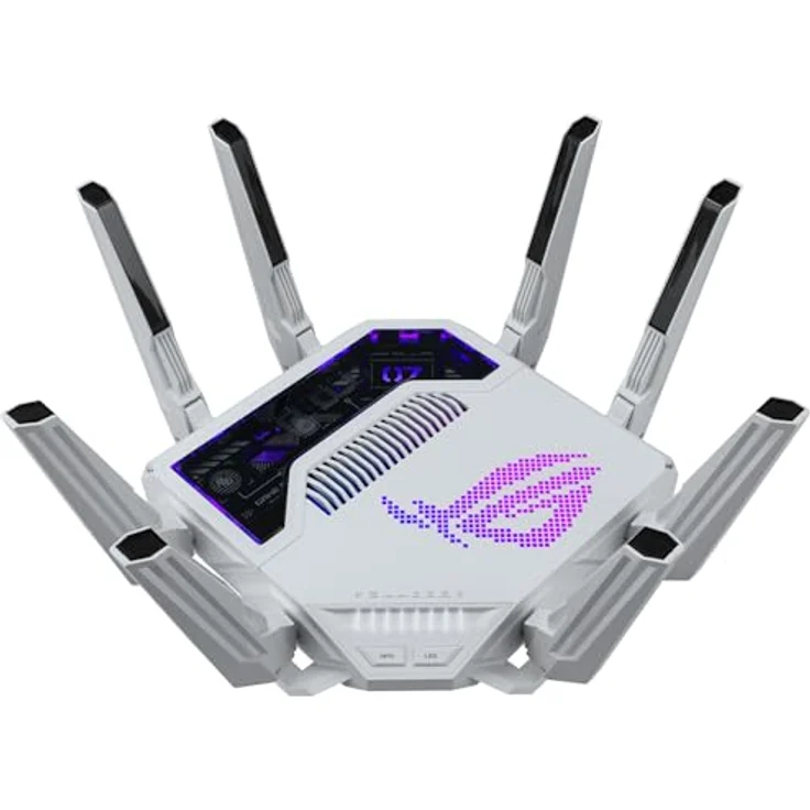 ASUS ROG Rapture GT-BE19000AI, Tri-Band WLAN-Router mit 19000 Mbps, KI-optimierte Spielbeschleunigung, weiss – Bild 2