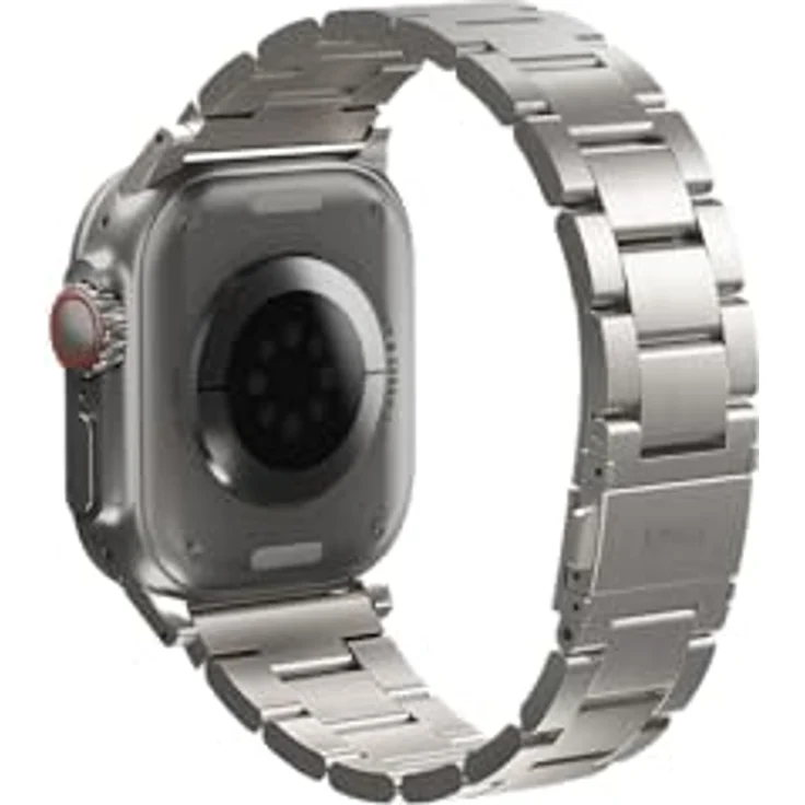 Uniq Osta Apple Watch Stahlband mit selbstverstellbaren Gliedern 49/45/44/42mm Titan Silber, Elegant gebürstete Oberfläche, One Size – Bild 3