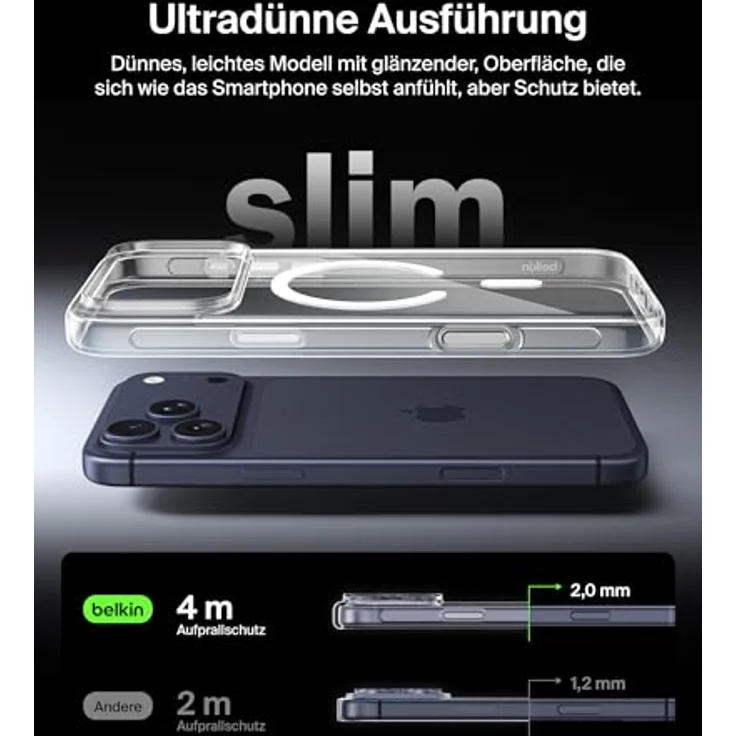 Belkin SheerForce Clear Schutzhülle für iPhone 17 Pro Max, transparente Hülle mit Sturzschutz bis 4 Meter, kabelloses Laden und kratzfester Oberfläche – Bild 7