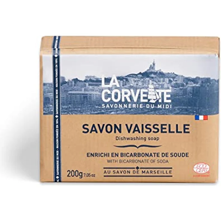 La Corvette Feste Seife auf Basis von Marseille mit Oliven, 100% natürliche Geschirrspülseife, ökologisch und biologisch abbaubar, 1 Stück – Bild 2
