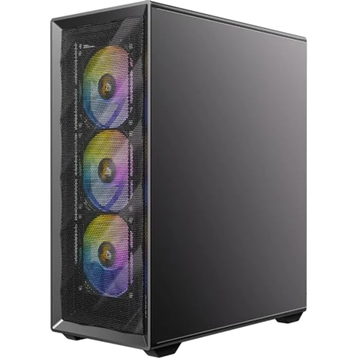 Antec AX85 ARGB, PC Gehäuse für mATX, ATX und ITX mit 4 vorinstallierten ARGB-Lüftern und Tempered-Glas-Seitenpaneel, Schwarz – Bild 1