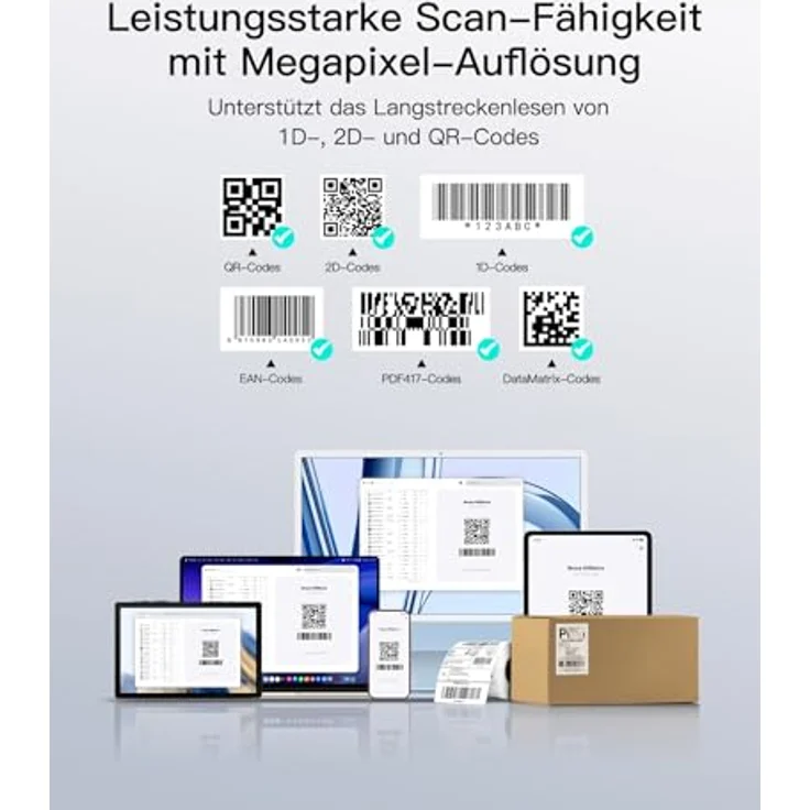 Inateck Nano 370, Kabelloser 2D Barcode Scanner im Armbanduhr-Stil, Ergonomisches Design, Sprachsteuerung, Bluetooth und USB-C, kompatibel mit Windows/Android/macOS/iOS – Bild 2