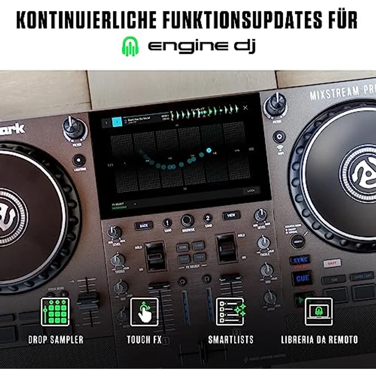 Numark Mixstream Pro Go - Standalone DJ-Controller mit Akku, DJ-Mixer, Lautsprechern, Amazon Music Unlimited, WLAN, Touchscreen, kompatibel mit Serato DJ – Bild 4