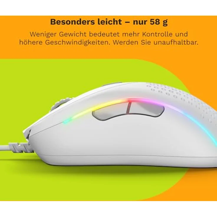 Glorious Gaming Model D 2 Wired Gaming Mouse - Ultra-leicht 58g, 26K Optischer Sensor, 80-Millionen-Klicks-Lebensdauer - Mattweiß – Bild 5