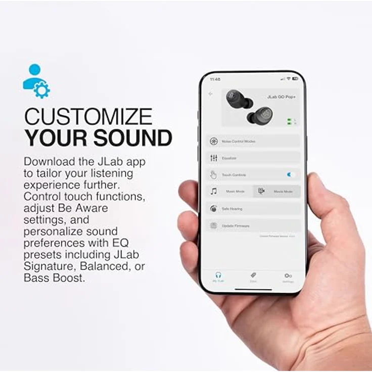 JLab Go Air Pop+ True Wireless Kopfhörer - Bluetooth 5.3, Automatische Verbindung, 35 Stunden Akkulaufzeit, Schwarz – Bild 3