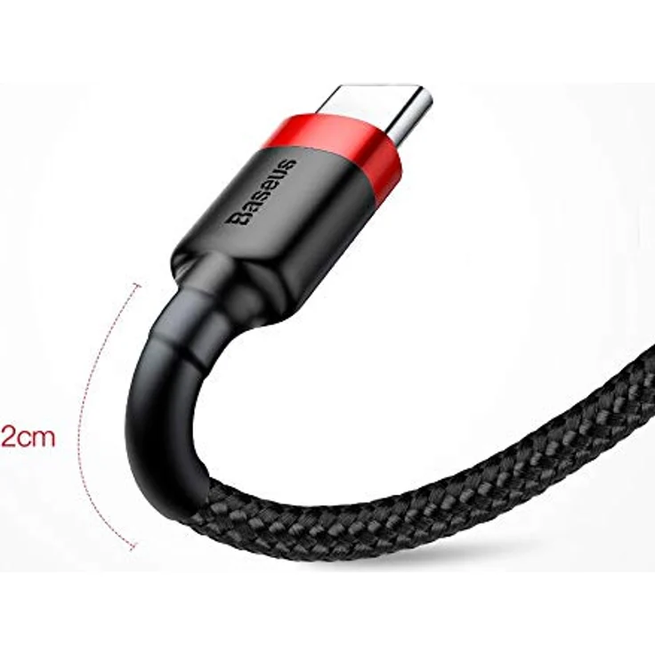 Baseus Cafule Kabel, strapazierfähiges USB/USB-C Kabel mit Schnellladung QC3.0, 2A, 3m, schwarz-rot – Bild 6