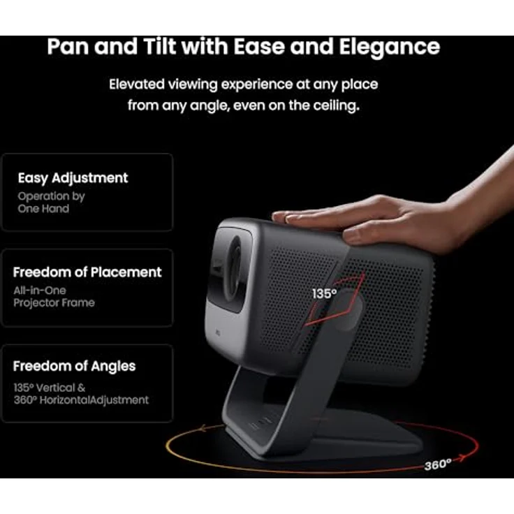 JMGO N1 Ultra Beamer 4K 2200 CVIA Lumen, Android TV 11 Beamer Heimkino 180" MALC™ Dreifarb Laser&360° Kardanische Projektion, Automatische Bildkorrektur, Portable Projektor 2x10W Dynaudio Lautsprecher – Bild 3