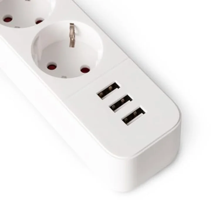 Entac Steckdosenleiste 4-Fach mit 3x USB-A Anschlüssen, 1,5m Kabel, Weiß für Zuhause und Büro – Bild 3