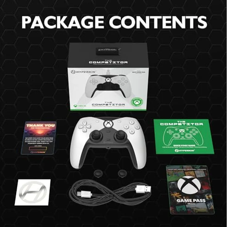 Hyperkin Competitor Wired Controller für Xbox Series X|S, Xbox One, PC – Ergonomisches Design, Hall-Effekt-Joysticks, Impuls-Trigger, präzises Steuerkreuz, Rückseitentasten, weiß – Bild 4
