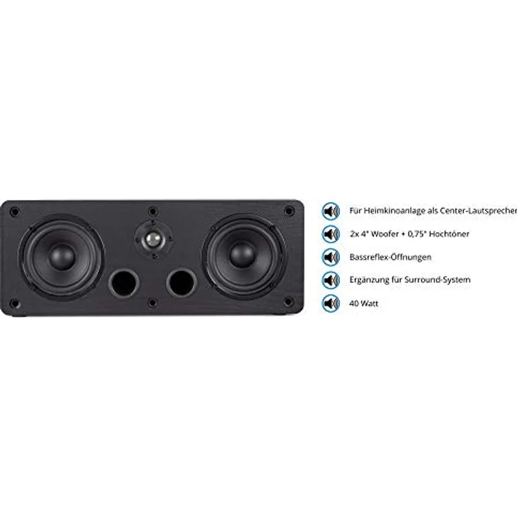 McGrey CS-440 BK Regal Lautsprecher - 2-Wege Full-Range Center Lautsprecher mit 40W RMS Leistung - Schwarz – Bild 2