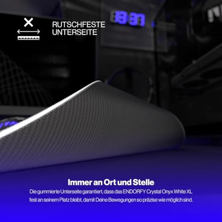 ENDORFY Crystal Onyx White XL Mauspad, 900x400 mm XXL, Glatte Mausführung, Rutschfester Gummiboden – Bild 4