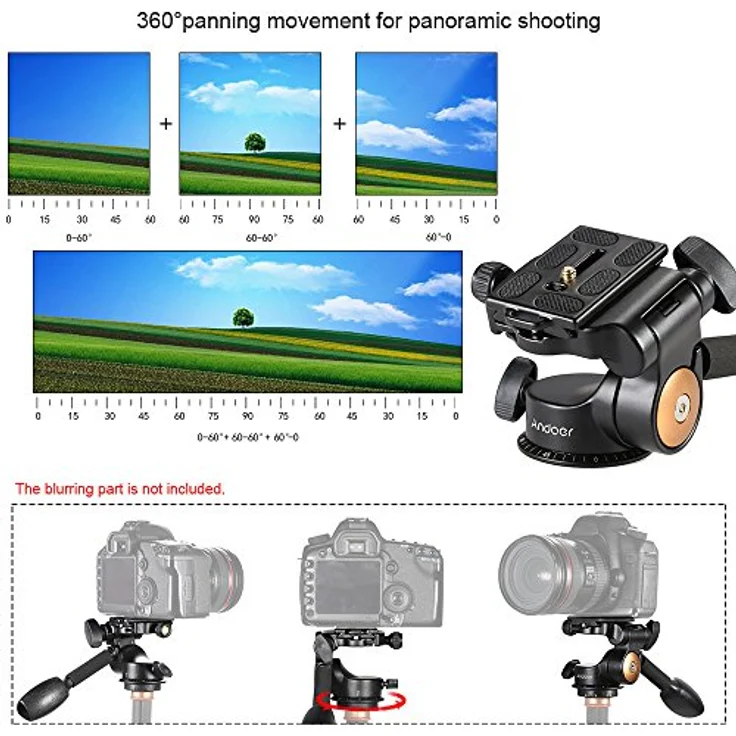Andoer QZSD Q08 Video Stativ Kugelkopf 3-Wege Fluid Head Kipphebel mit Schnellwechselplatte für DSLR Kamera-Stativ Einbeinstativ – Bild 7