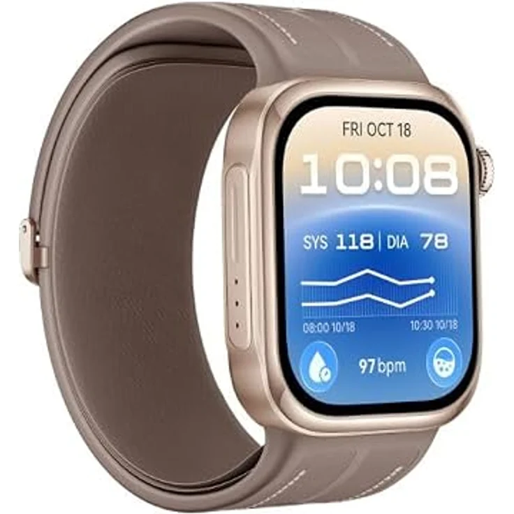 Huawei Watch D3 Gold, Smartwatch mit braunem Armband und hochwertigem Design – Bild 3