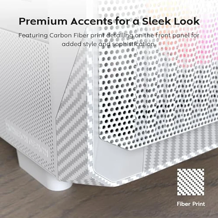 Montech X5 Midi-Tower PC-Gehäuse für E-ATX, ARGB-Beleuchtung, Tempered Glass, weiß, vorinstallierte 3x 140mm und 1x 120mm Lüfter – Bild 3