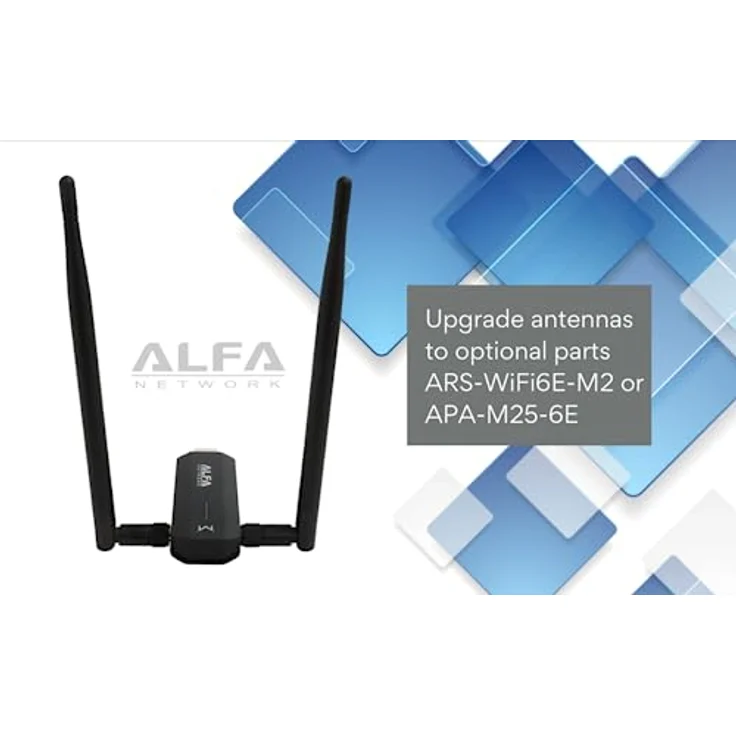 Alfa Network AWUS036AXM, WLAN-Adapter mit AXE3000-Geschwindigkeit, 6GHz Unterstützung & 2 x 5 dBi Antennen – Bild 4