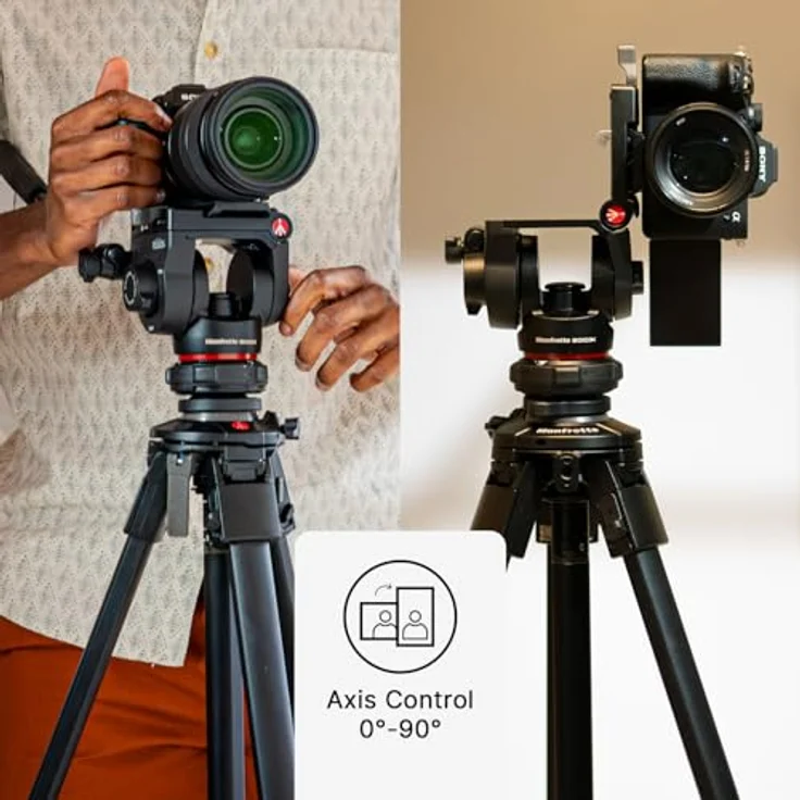 Manfrotto 500X Fluid Head, Stativkopf für spiegellose Kameras, 5 kg Traglast, Schwarz – Bild 2