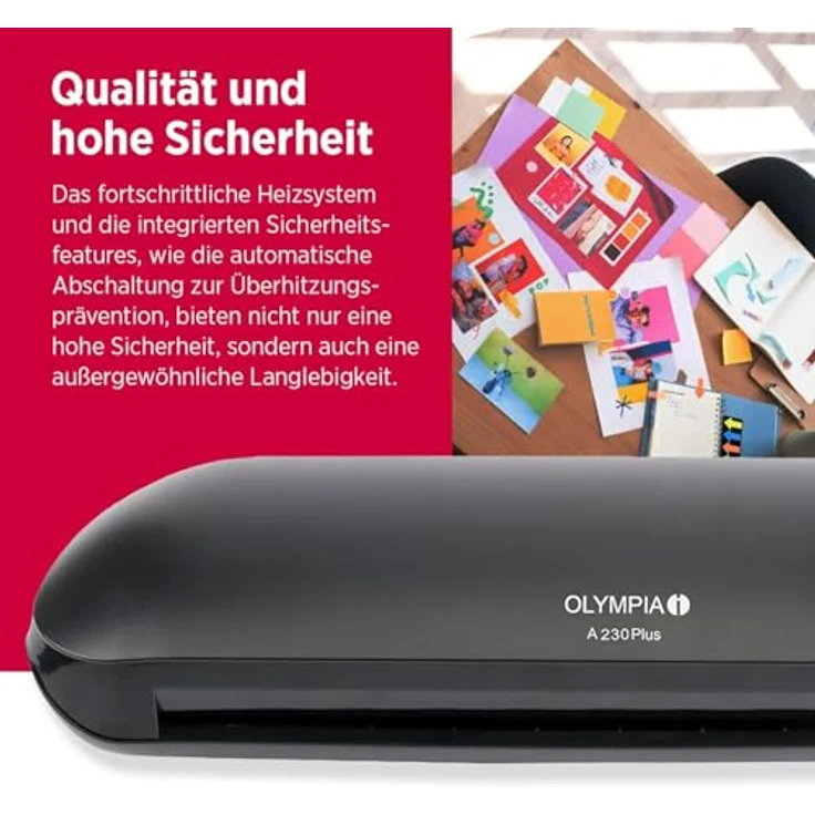 Olympia 3129 Laminierfolien 4-in-1 Set A4-Format Laminator A 230 Plus, Eckenrunder, Trimmer, schwarz – Bild 5