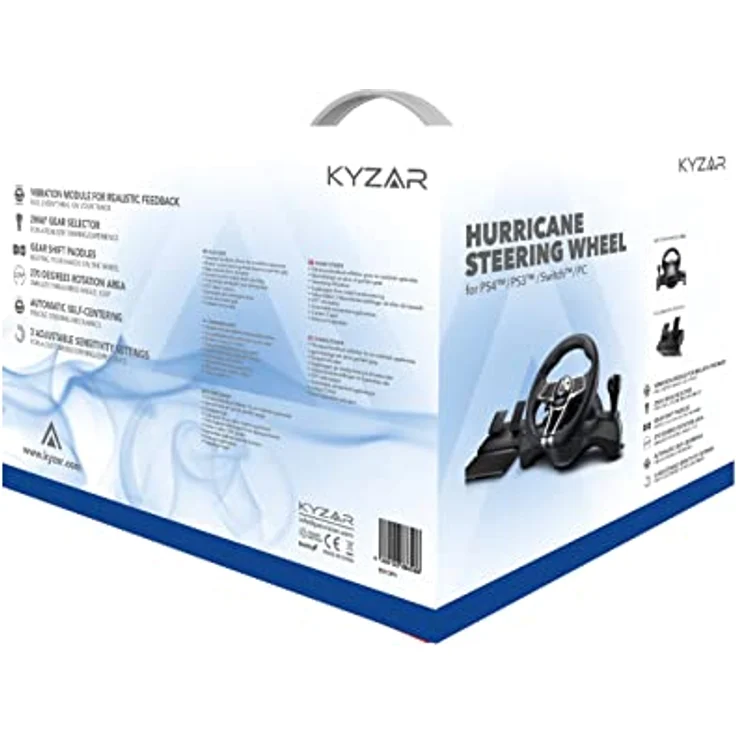 Kyzar PlayStation Steering Wheel - Wired Lenkrad & Pedale Set mit Vibrationseffekt für PS4, PS3, PC und Switch – Bild 2