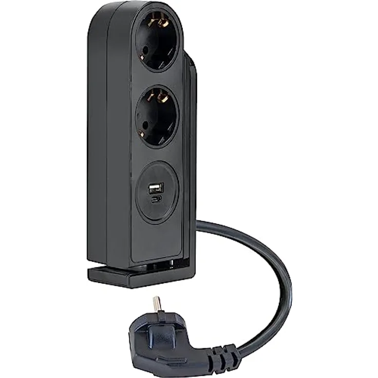 SCHWAIGER STKL2214 Tisch-Steckdosenleiste Schwarz 2X Haushaltssteckdose 1x USB-C 1x USB-A IP20 1,40m