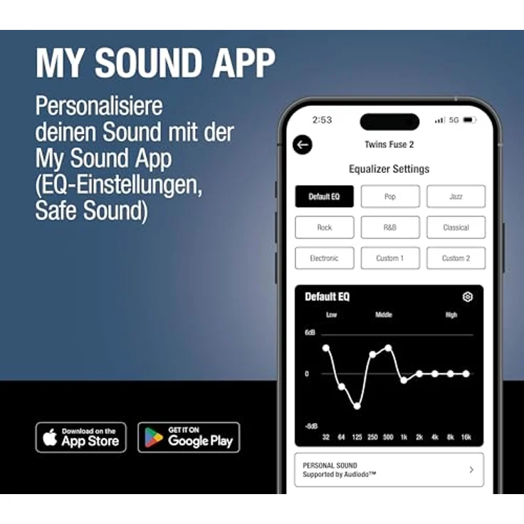 Fresh 'n Rebel Twins Fuse 2, Wireless In-Ear Kopfhörer mit Noise Cancelling, 36h Akku, Bluetooth 6.0, 2 Mikrofone, Quick Charge, spritzwassergeschützt, Steel Blue – Bild 4