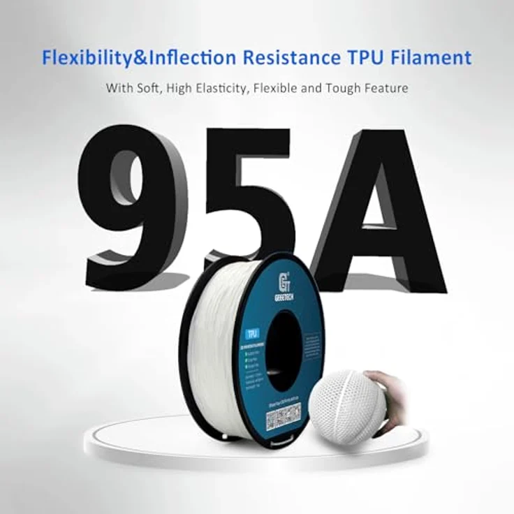 GEEETECH TPU 95A Filament Weiß, 2x1kg Spule, flexible Anwendungen, hervorragende Schichthaftung, verstopfungs- und blasenfrei – Bild 2