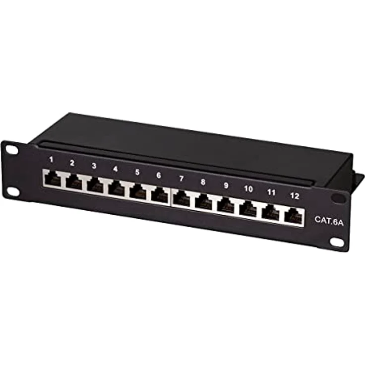 LogiLink NP0052B 12 Ports Patchpanel 10'' Patchfeld Verteilerfeld CAT6A STP – Bild 2