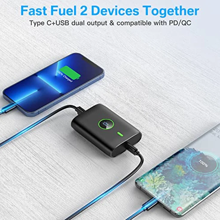 Power Bank 10000 mah,22.5W powerbank klein Aber stark mit led-anzeige,12v Ausgang,Mini powerbank Externe handyakkus,USB c powerbank,für Huawei XiaoMi Samsung und mehr – Bild 4